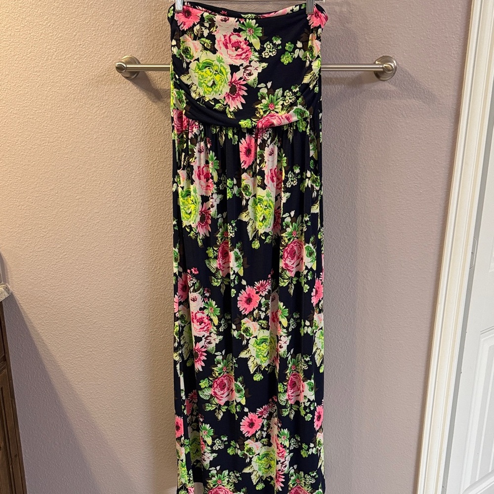 Floral Maxi strapless Dress